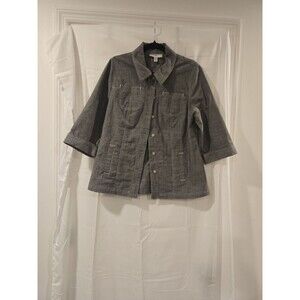 Lana Lee Vintage Style Gray Pinstripe Button-Up Jacket Size 10